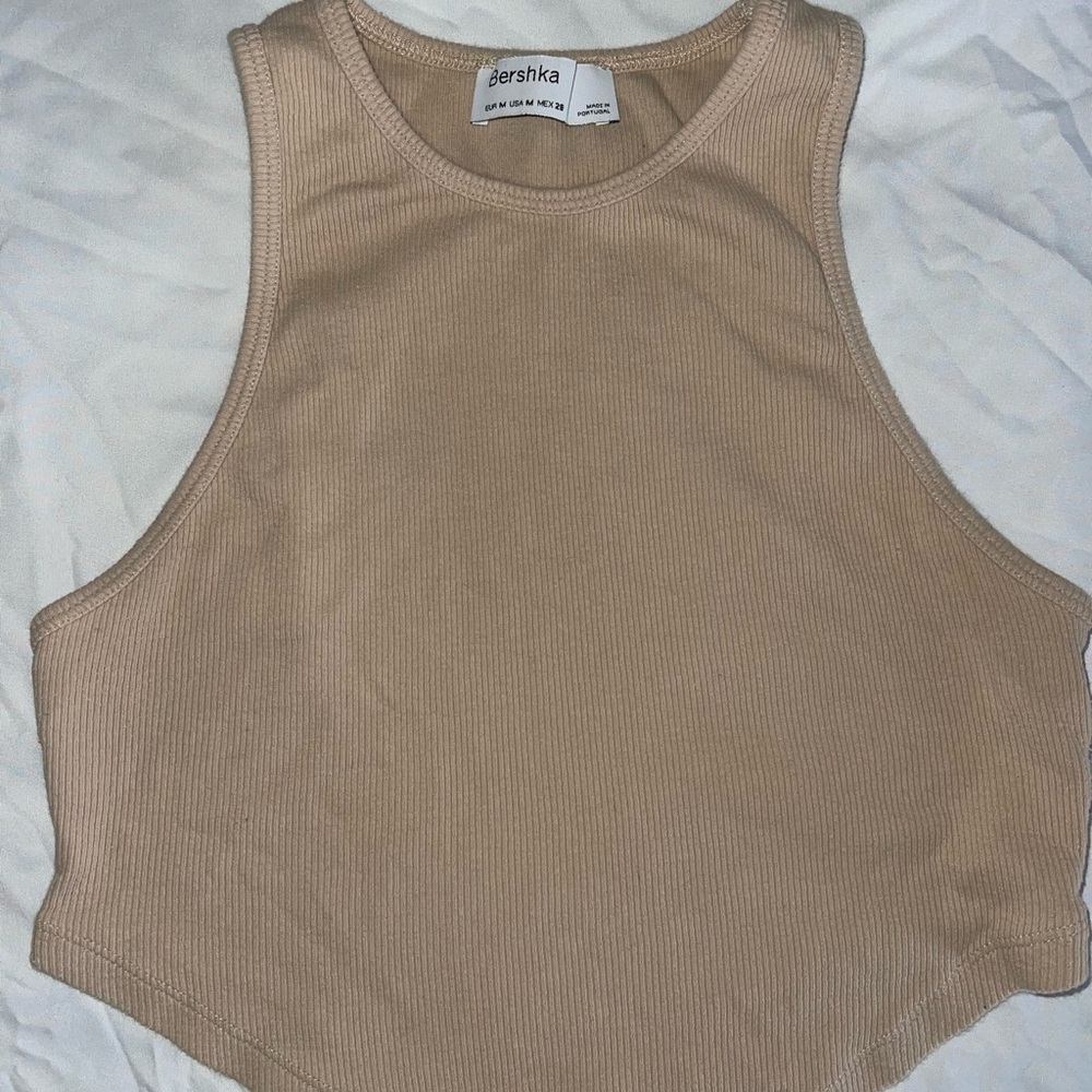 Bershka Beige Sleeveless Tank Top